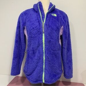 The North Face Fleece Fuzzy Full Zipper Jacket- Girls XL (18) purple neon zip